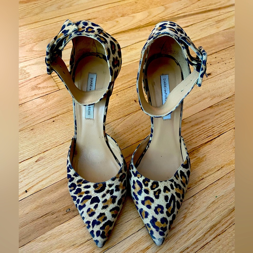 Diane von Furstenburg leopard print heels size 7.5 in great condition